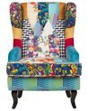 Fabric Wingback Chair Patchwork Blue MOLDE_884405