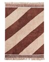 Cotton Area Rug Striped 140 x 200 cm Brown and Beige XULUF_906847