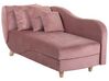 Left Hand Velvet Chaise Lounge with Storage Pink MERI_728051