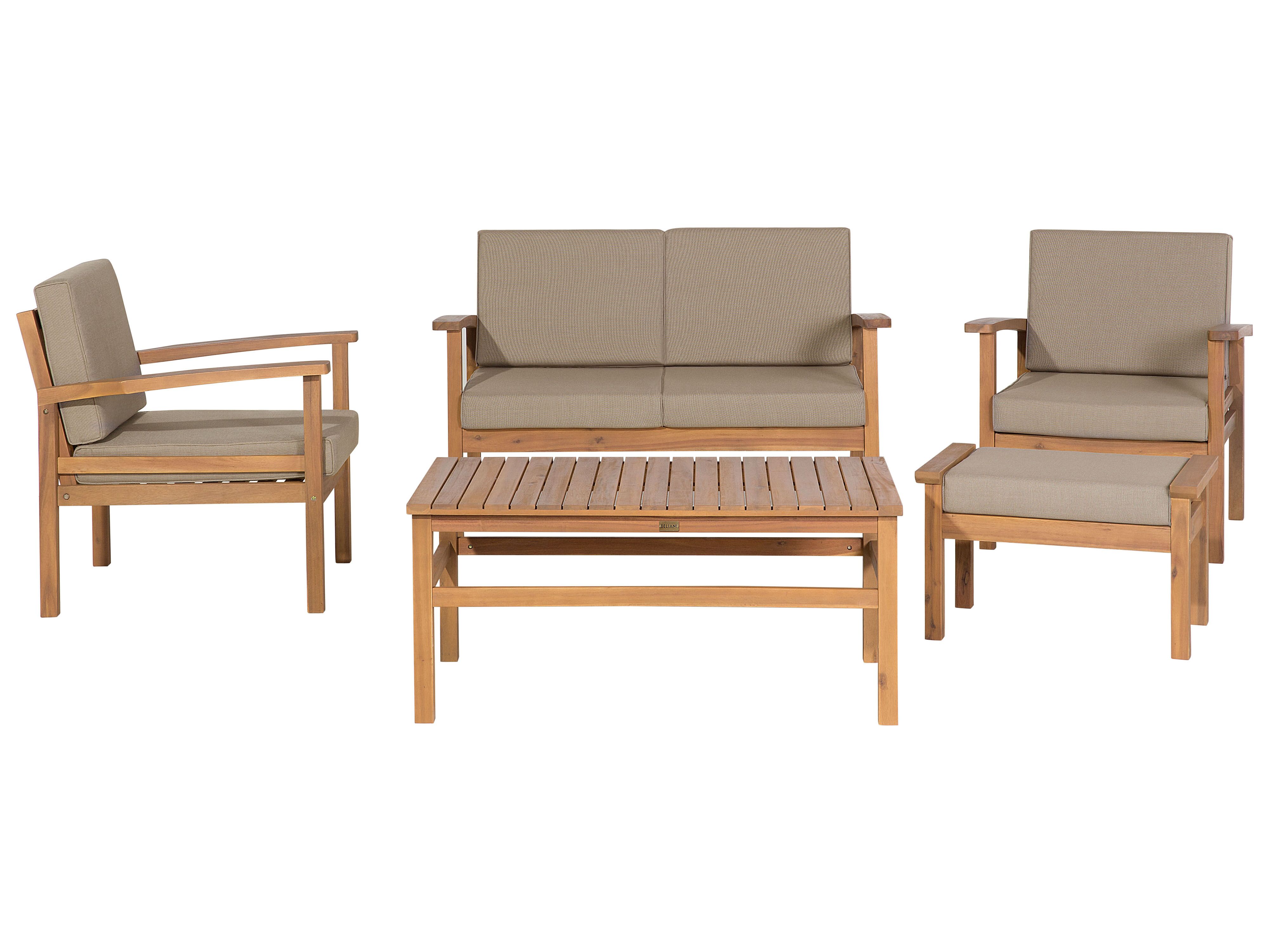 4 Seater Acacia Wood Garden Lounge Set Grey MANILA Beliani.sk