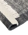 Teppich Wolle schwarz / cremeweiss 140 x 200 cm Streifenmuster Kurzflor ATLANTI_847265