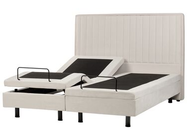 Fabric EU King Size Adjustable Bed Beige DUKE II