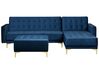 Left Hand Velvet Corner Sofa with Ottoman Navy Blue ABERDEEN_737930