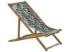 Set of 2 Acacia Folding Deck Chairs and 2 Replacement Fabrics Light Wood with Off-White / Pelican Pattern ANZIO_819685