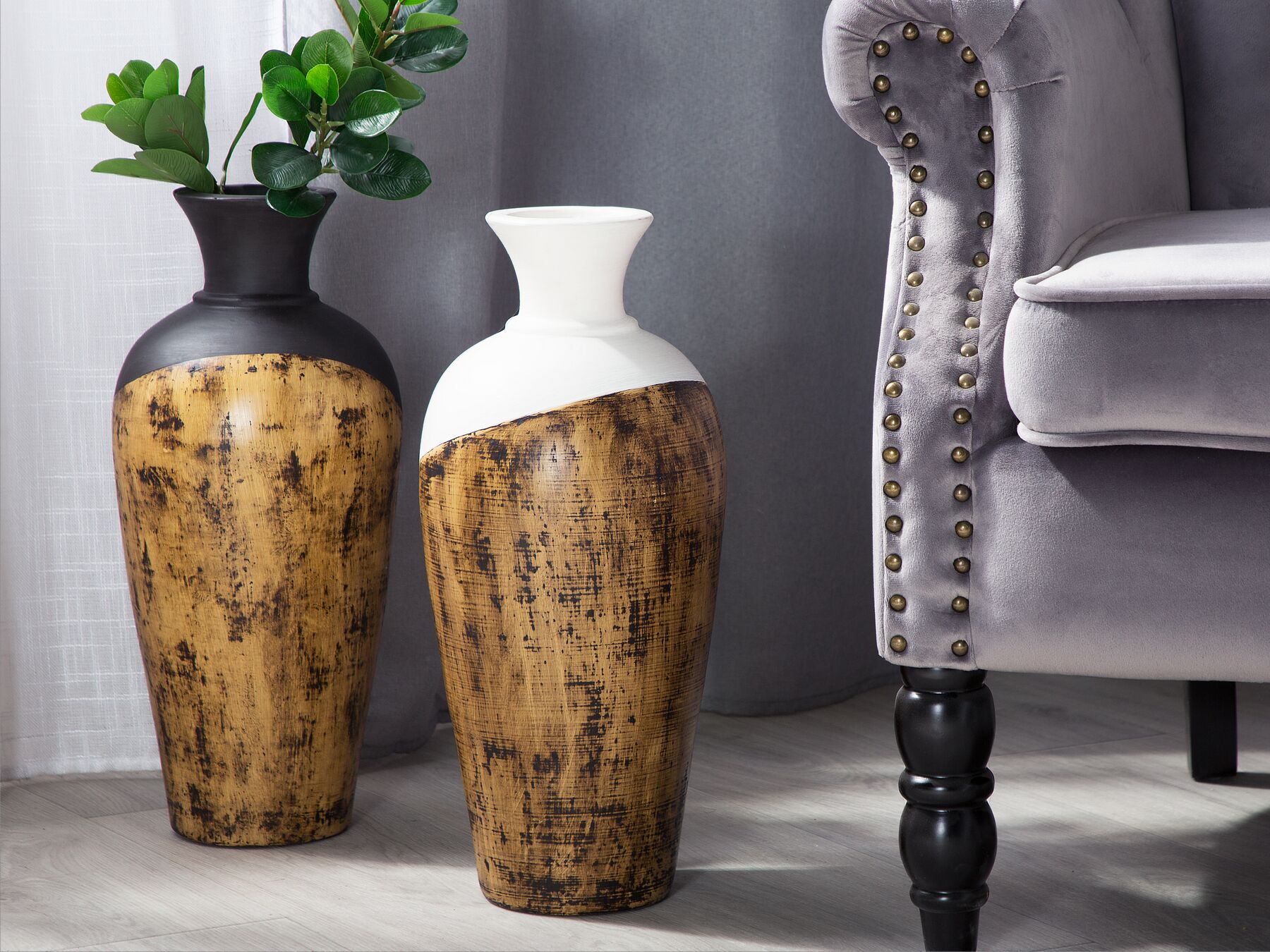 Decorative Vase Black with Brown BONA Beliani.co.uk