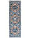 Teppich blau / orange orientalisches Muster 80 x 240 cm Kurzflor RITAPURAM_831638