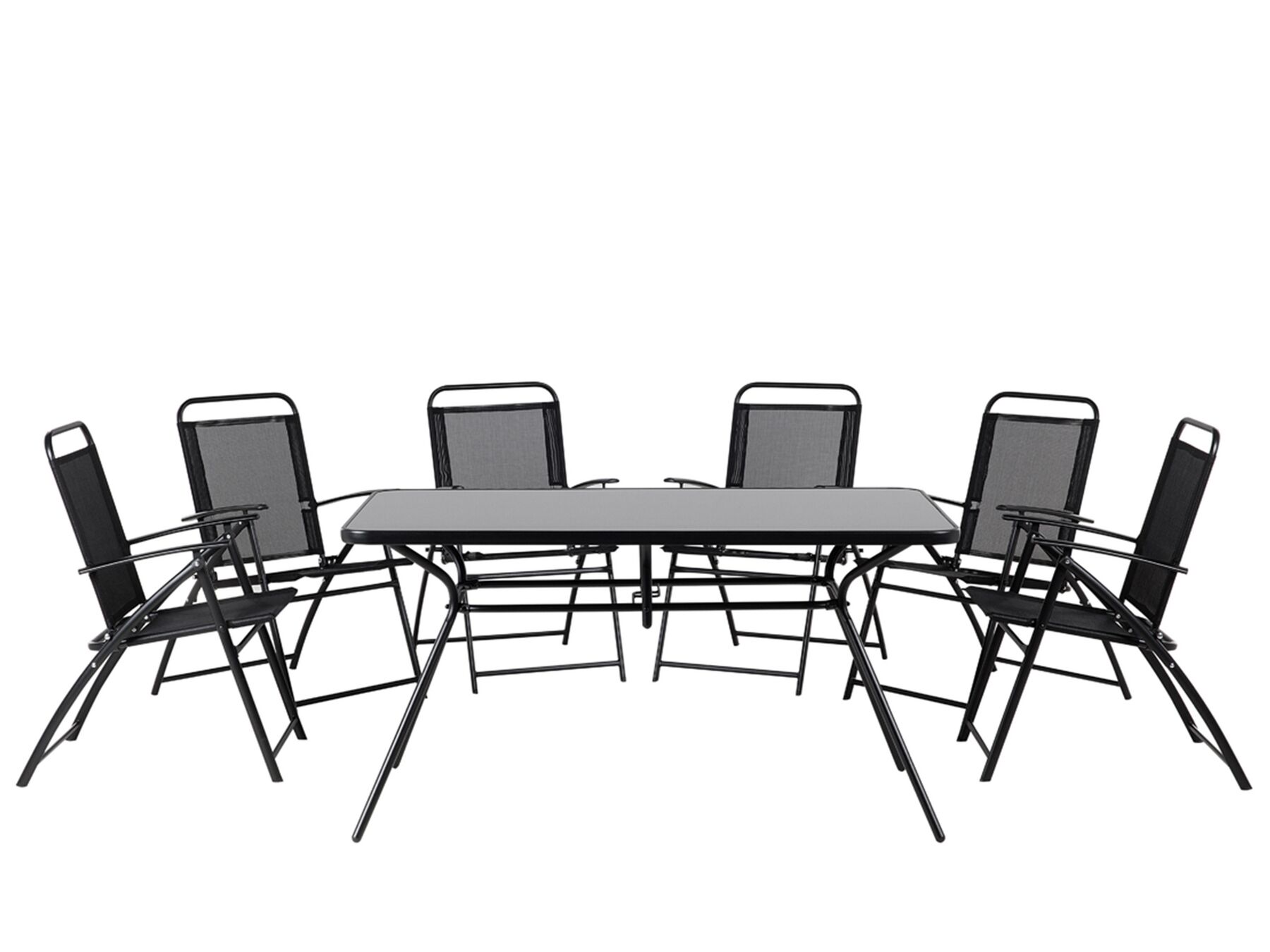 Outdoor Dining Set Black 6 Net Chairs 7 Pieces Livo