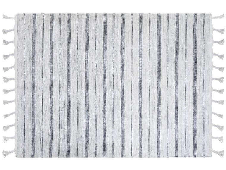Outdoor Teppich cremeweiss / grau 160 x 230 cm Streifenmuster Kurzflor BADEMLI_846523