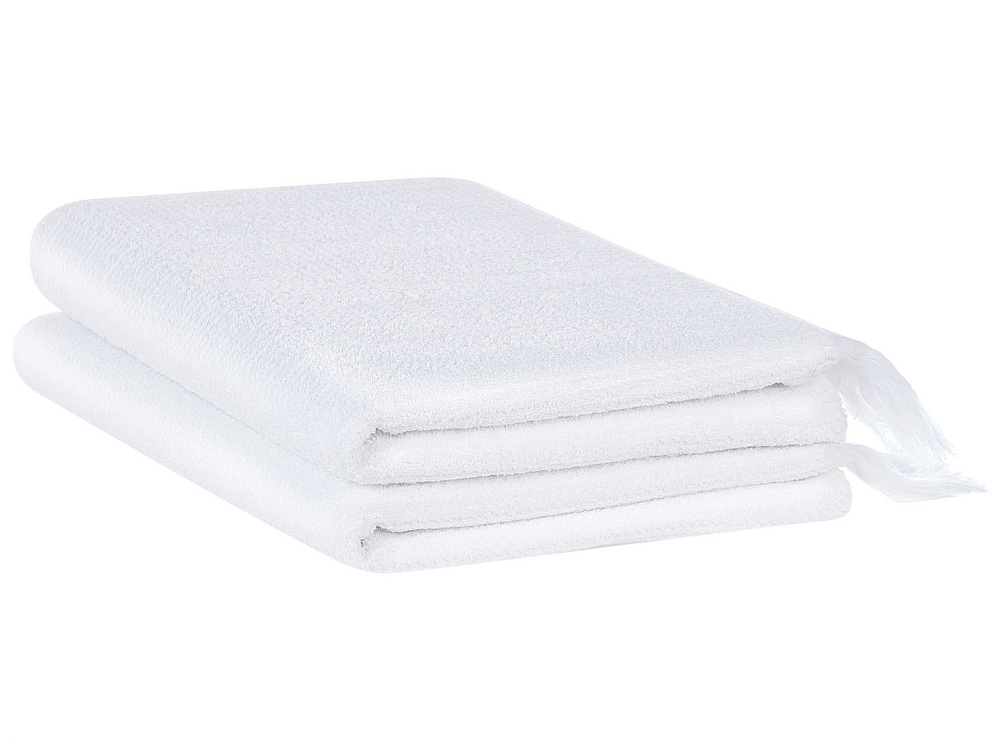 Set di 2 asciugamani cotone bianco ATIU 