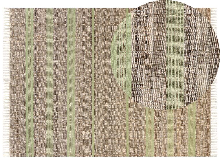 Teppich Jute beige / hellgrün 160 x 230 cm Streifenmuster Kurzflor zweiseitig TALPUR_845669