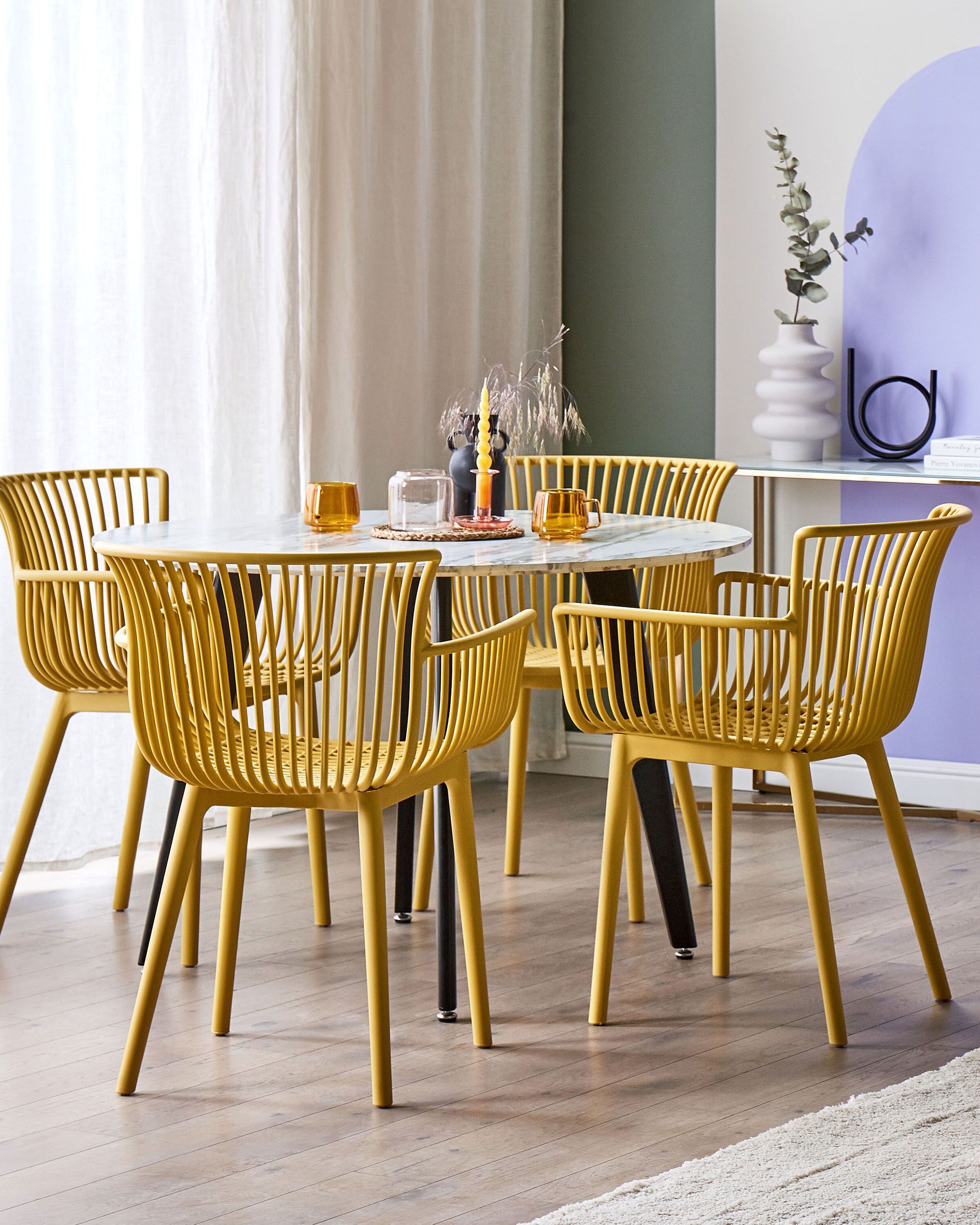 Lot de 4 chaises de jardin jaunes PESARO | Beliani.fr