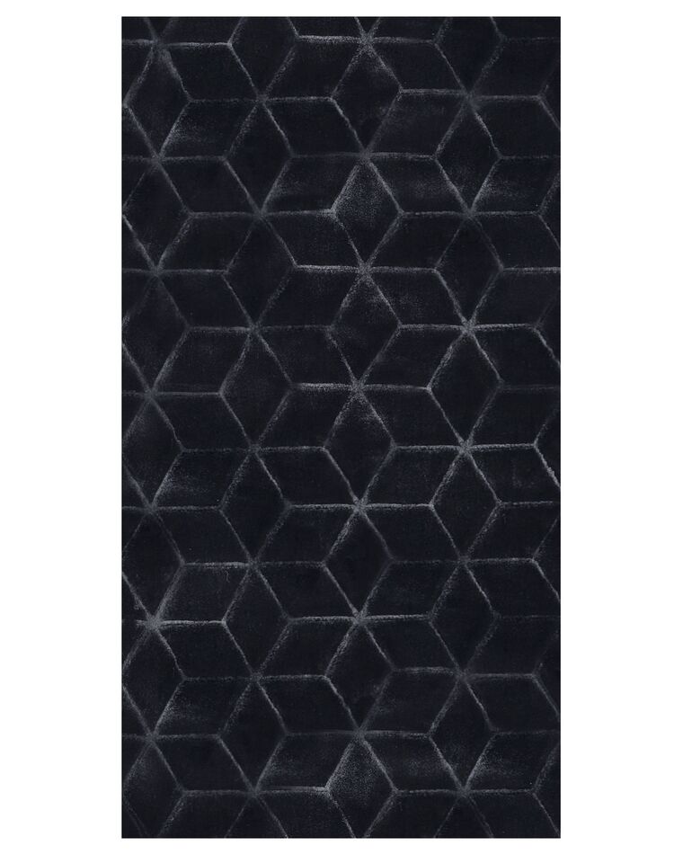Faux Rabbit Fur Rug 80 x 150 cm Black THATTA Beliani.co.uk