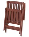 Set of 2 Acacia Wood Garden Chair Folding with Red Cushion TOSCANA_784194