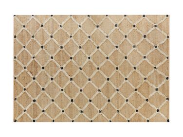 Teppich Jute beige 160 x 230 cm geometrisches Muster Kurzflor KALEKOY