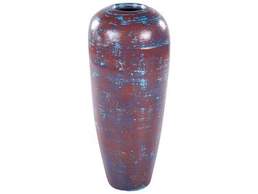 Dekorativ terracotta vase 59 cm brun og blå DOJRAN