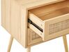 Mesa de cabeceira com 2 gavetas em rattan em madeira clara PEROTE_841280