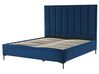 Polsterbett Samtstoff blau mit Bettkasten hochklappbar 160 x 200 cm SEZANNE_799938