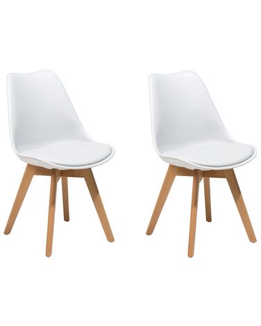 	Set di 2 sedie in plastica bianca e legno naturale DAKOTA II