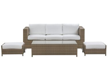 3 Seater PE Rattan Garden Sofa Set White BELLUNO