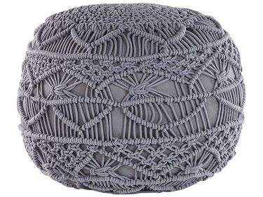 Bavlnená makramé taburetka ⌀ 40 cm sivá KAYSERI