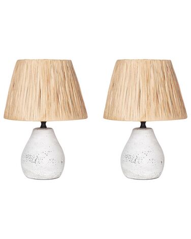 Conjunto de 2 lámparas de mesa de cerámica blanca ARWADITO
