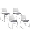 Conjunto de 4 cadeiras de conferência em plástico branco e cinzento GALENA_902219
