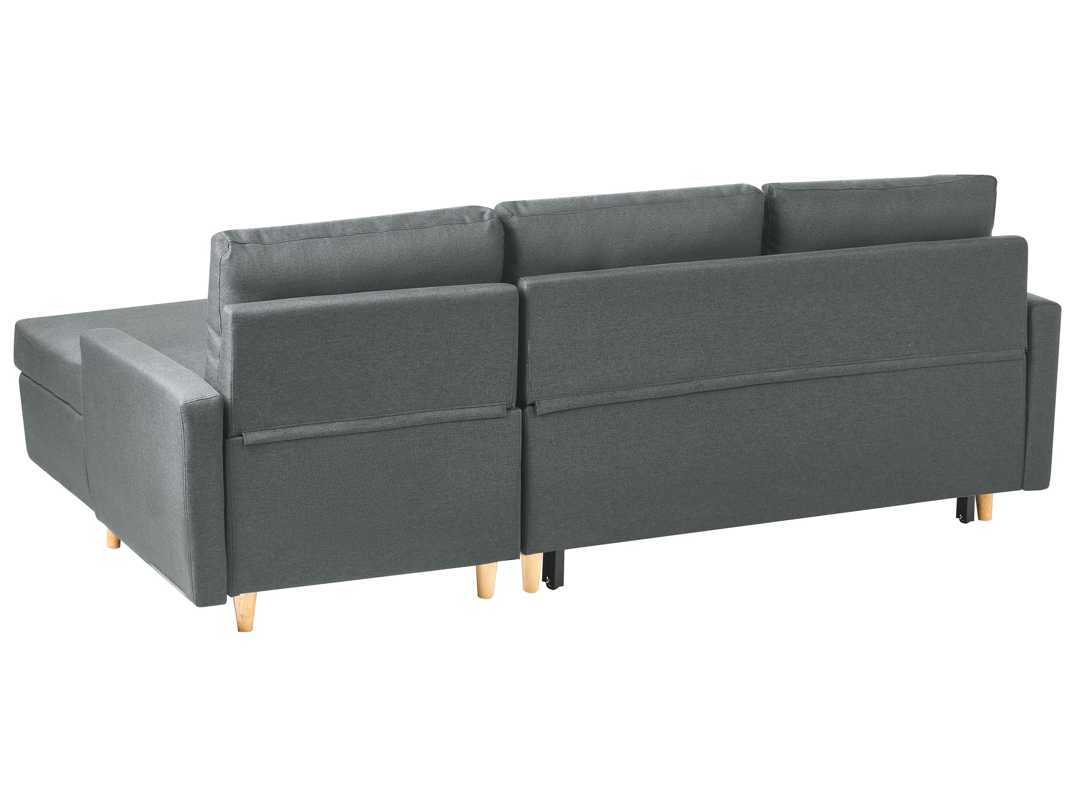 Left Hand Corner Sofa Bed with Storage Dark Grey FLAKK Beliani.co.uk