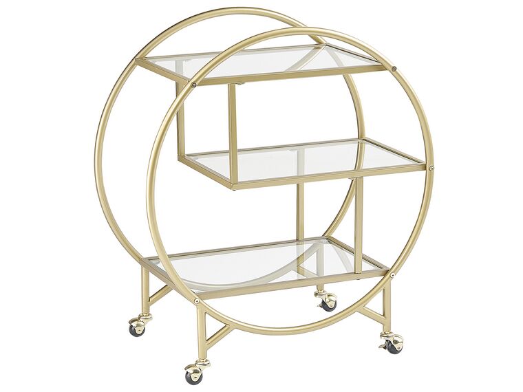 Metal Drinks Trolley with Glass Top Gold COLTON_821275