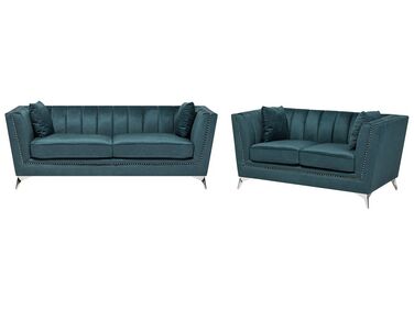 Sofa Set Samtstoff blaugrün 5-Sitzer GAULA