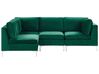 Right Hand 4 Seater Modular Velvet Corner Sofa Green EVJA_789549