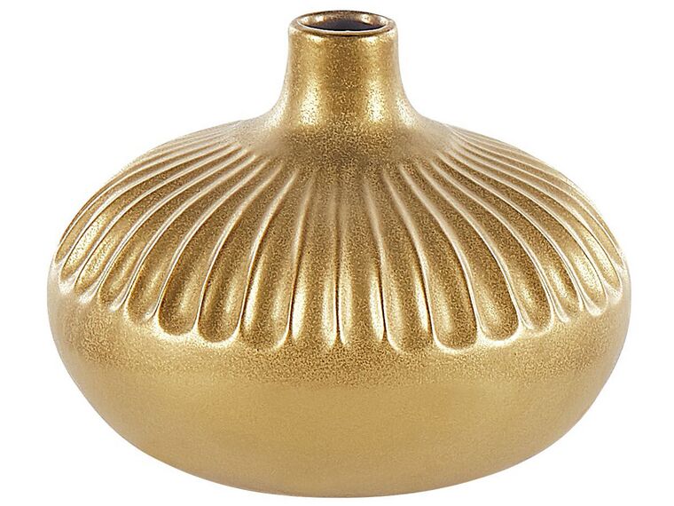 Dekorativ vase gull 20 cm steintøy CERCEI_818244