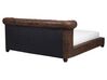Faux Suede EU King Size Bed Brown CAVAILLON_727089