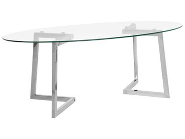 Konferenčný stolík so sklenenou doskou strieborný FRESNO