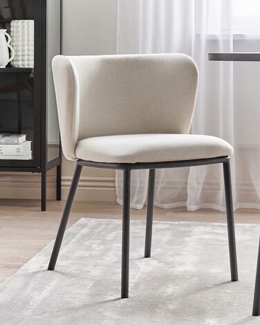 Set of 2 Fabric Dining Chairs Off-White MINA