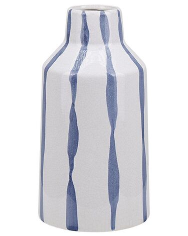 Vaso de cerâmica grés branca e azul 22 cm ASSUS