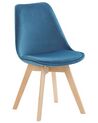 Conjunto de 2 sillas de comedor de terciopelo azul/madera clara DAKOTA II_868053