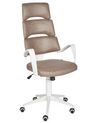 Chaise de bureau en cuir PU blanc et marron GRANDIOSE_903301