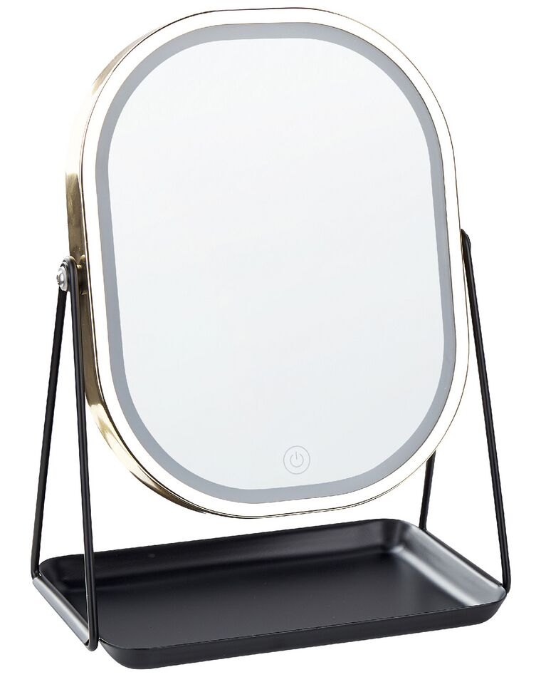 Lighted Makeup Mirror 20 x 22 cm Gold DORDOGNE Beliani.co.uk