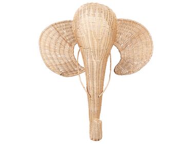 Ratanová nástenná dekorácia v tvare slona svetlá GRUNEY