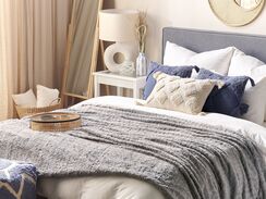 Huopa kangas vaaleanharmaa 150 x 200 cm SARASWATI