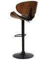 Chaise de bar en bois foncé et cuir PU noir ROTTERDAM II_827971