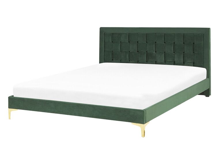 Łóżko welurowe 140 x 200 cm zielone LIMOUX_775709