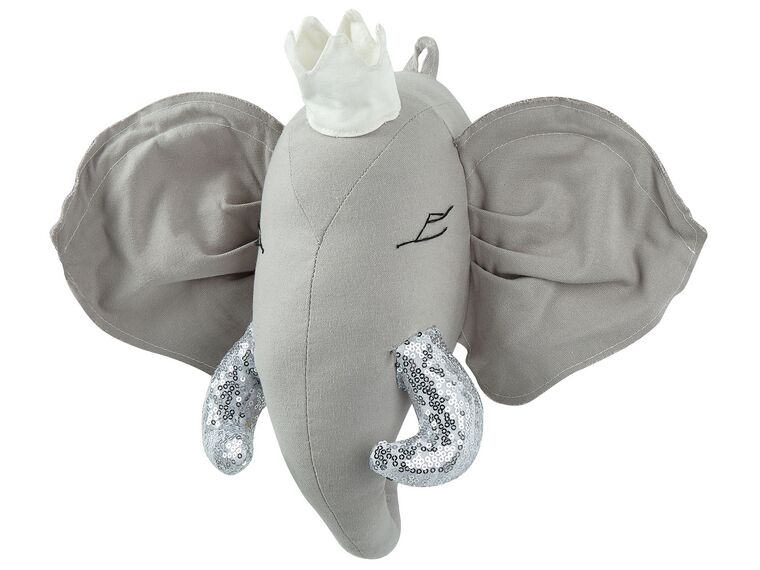 Plush Animal Head Wall Décor Elephant Grey TANTOR Beliani.co.uk