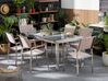 Table de jardin plateau granit gris poli 180 cm 6 chaises beiges GROSSETO_394318