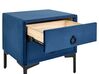 Table de chevet en velours bleu 2 tiroirs SEZANNE_795397