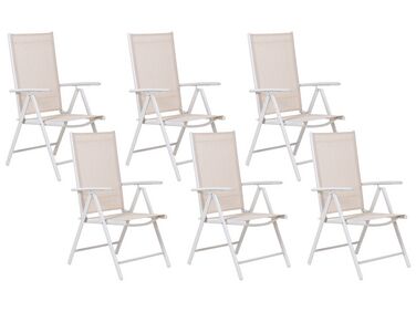 Set of 6 Garden Folding Chairs Beige CATANIA