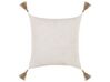 Set of 2 Embossed Cushions with Tassels 45 x 45 cm White AZALEA_769909