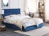 Velvet EU King Size Ottoman Bed with Drawers Blue VERNOYES_825486