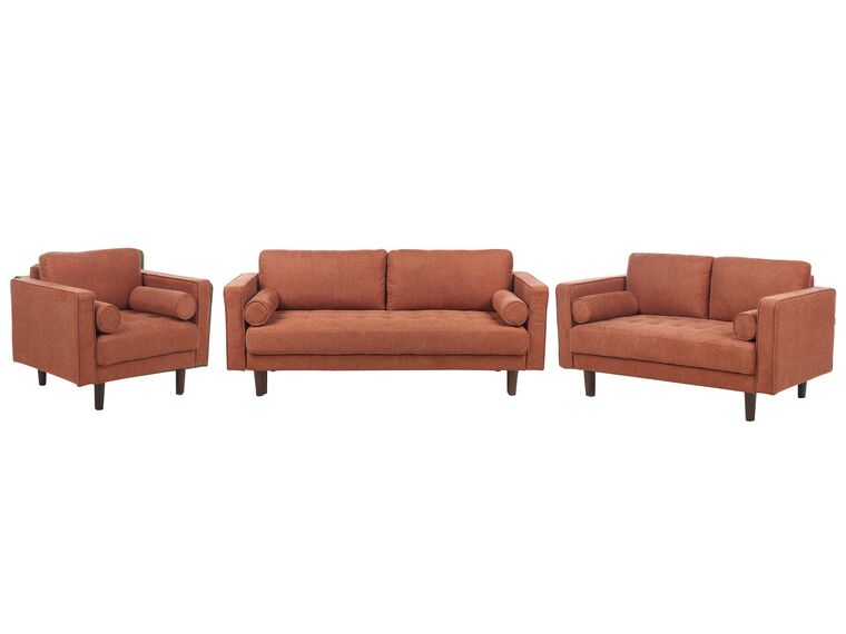 6 Seater Fabric Living Room Set Golden Brown NURMO_896282