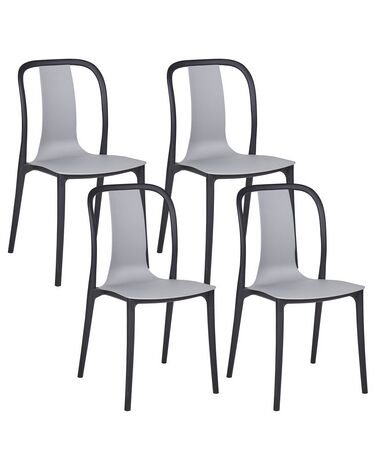 Conjunto de 4 sillas de jardín gris y negro SPEZIA